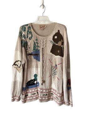 Woolrich Linen Cotton Sweater Fishing Pole Duck Long size XL